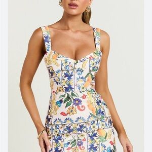 Floral Square-Neck Sundress in Multicolor